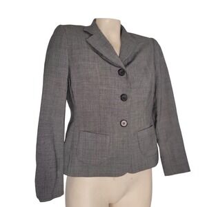 Ann Taylor Stretch Gray Wool Blend 3-Button Blazer Jacket Petite 2P officecore